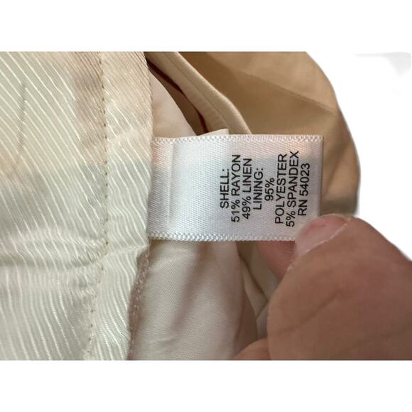 Banana Republic Women's White Linen Blend High Rise Wide Leg Pants Size 4 - Picture 4 of 6